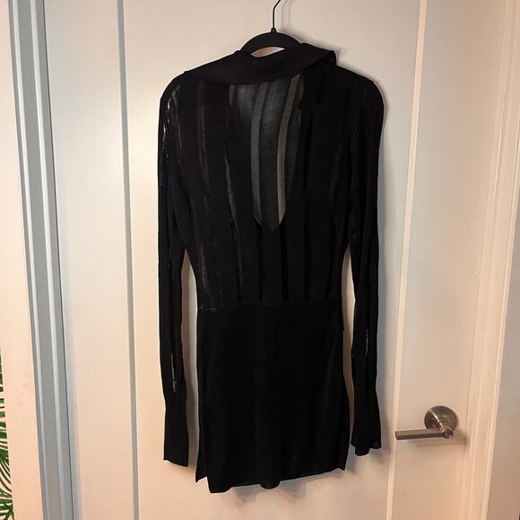 GAUGE81 Black Beni Draped Recycled Open-Knit Mini Shirt Dress Size XS - Picture 4 of 13